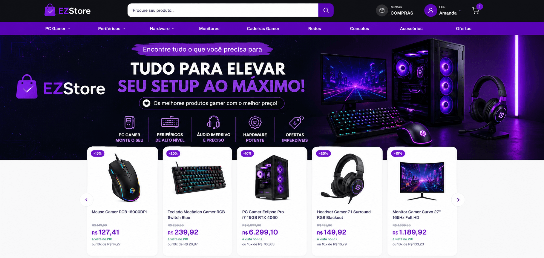 Vitrine da loja online
